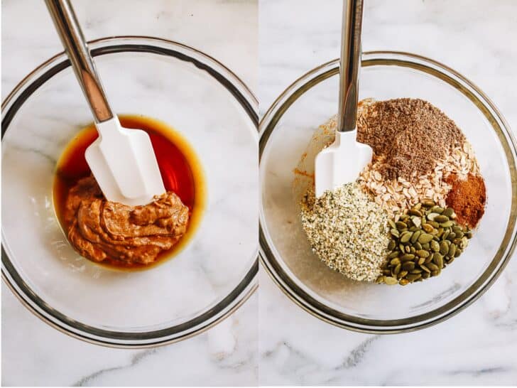 Made in one-bowl with simple pantry ingredients, each serving of this granola packs 7 grams of protein! (vegan + gluten-free)