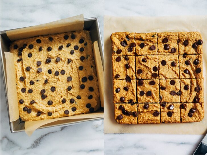 Chickpea Blondies- made with wholesome ingredients, these blondies are packed with fiber and protein! (vegan + gluten-free)